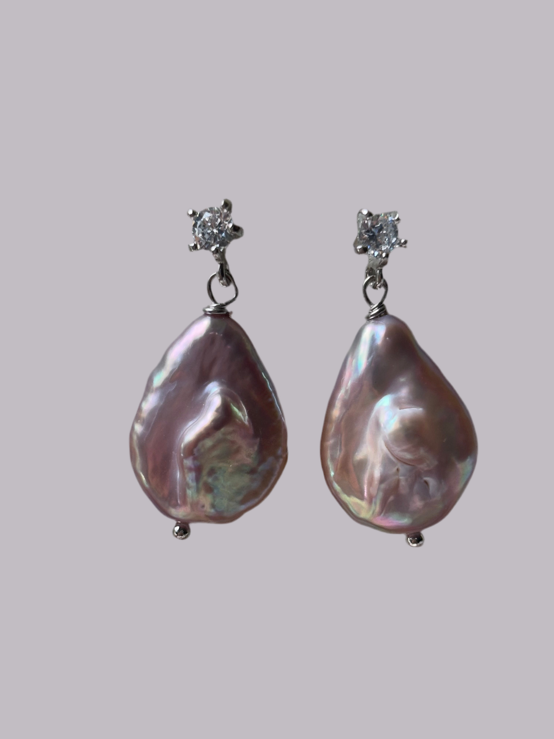 Baroque Pink Pearl Earrings