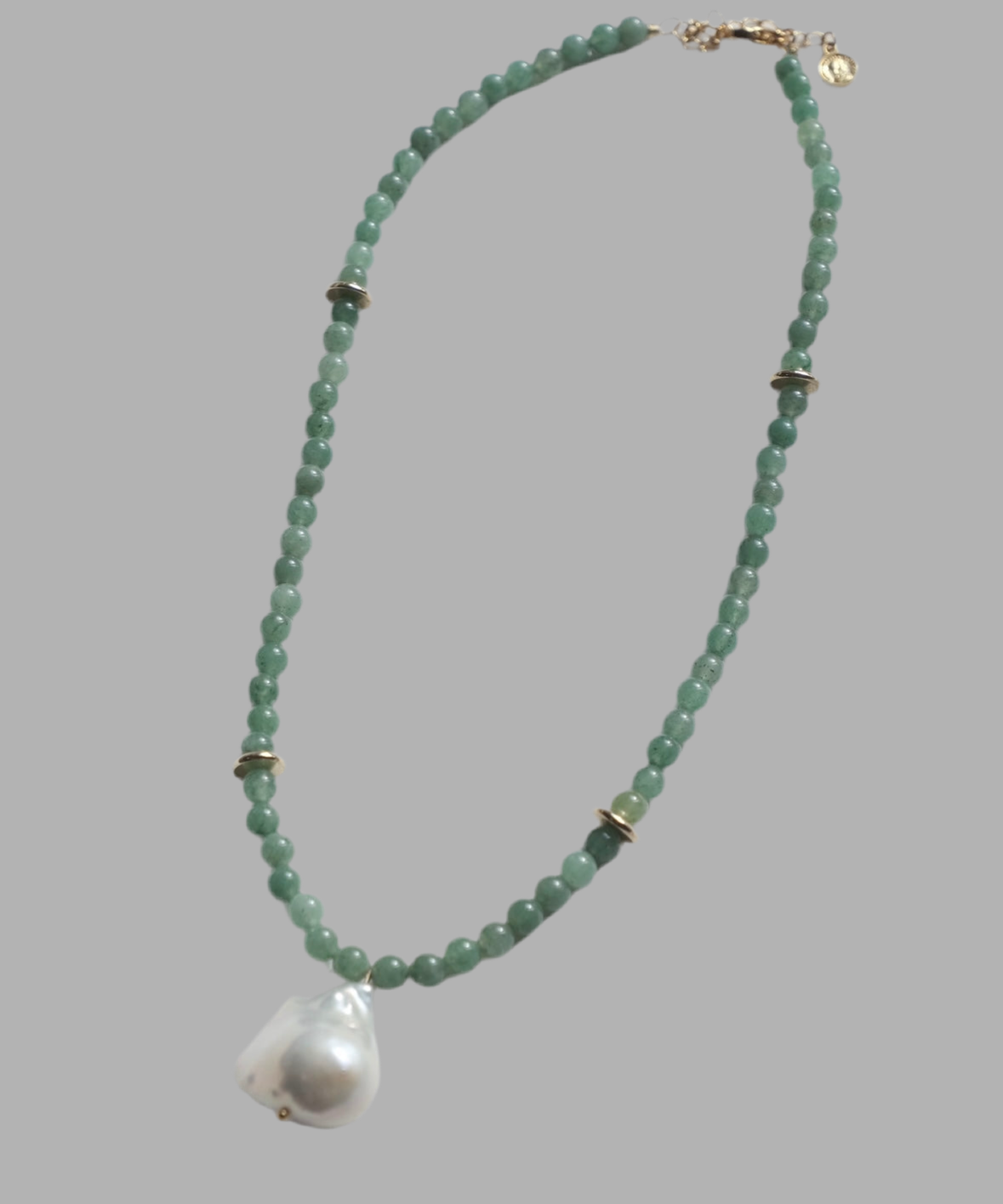 Green Aventurine & Baroque Pearl Necklace