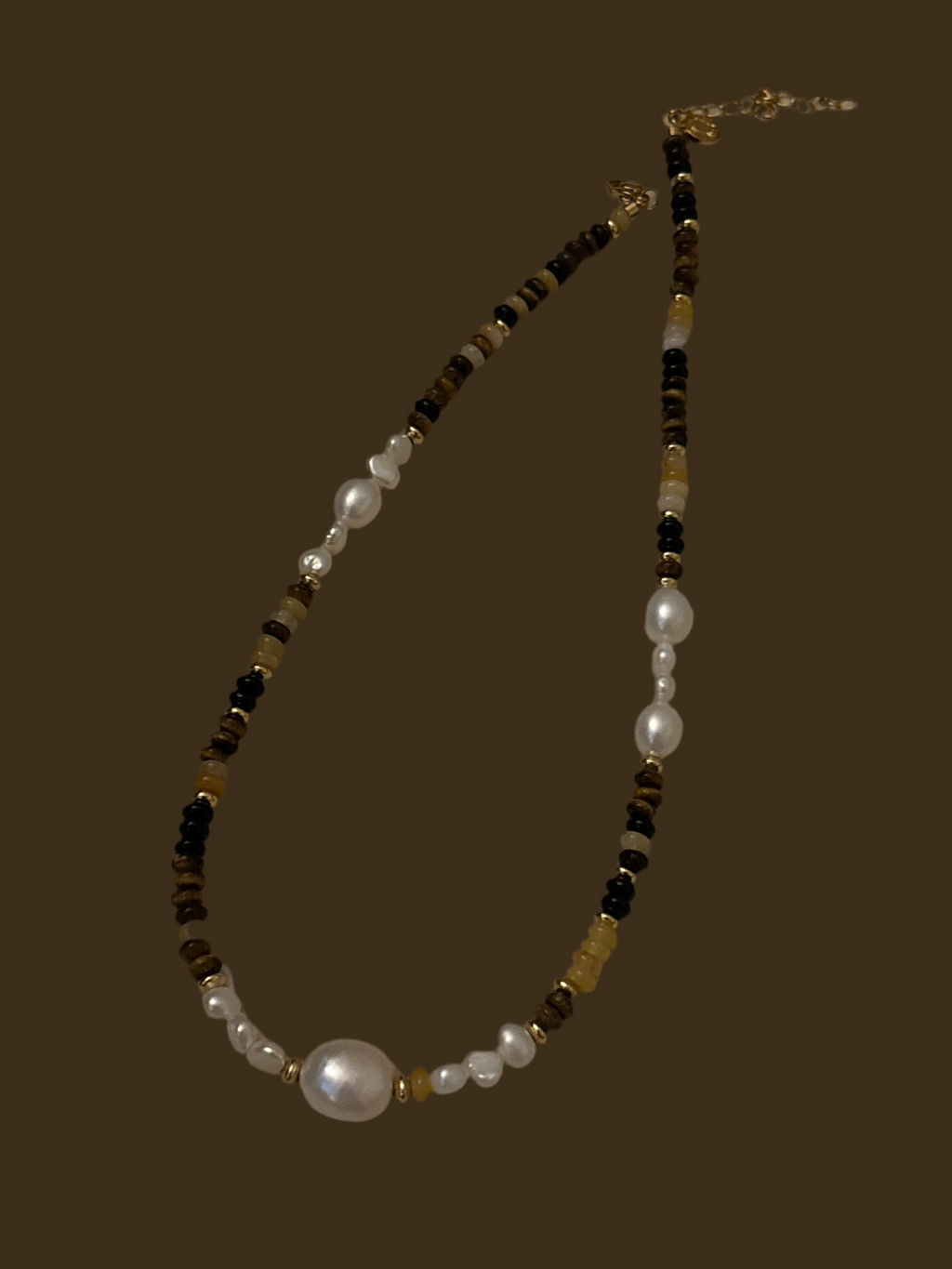 Pearl & Tiger’s Eye Gemstone Choker Necklace