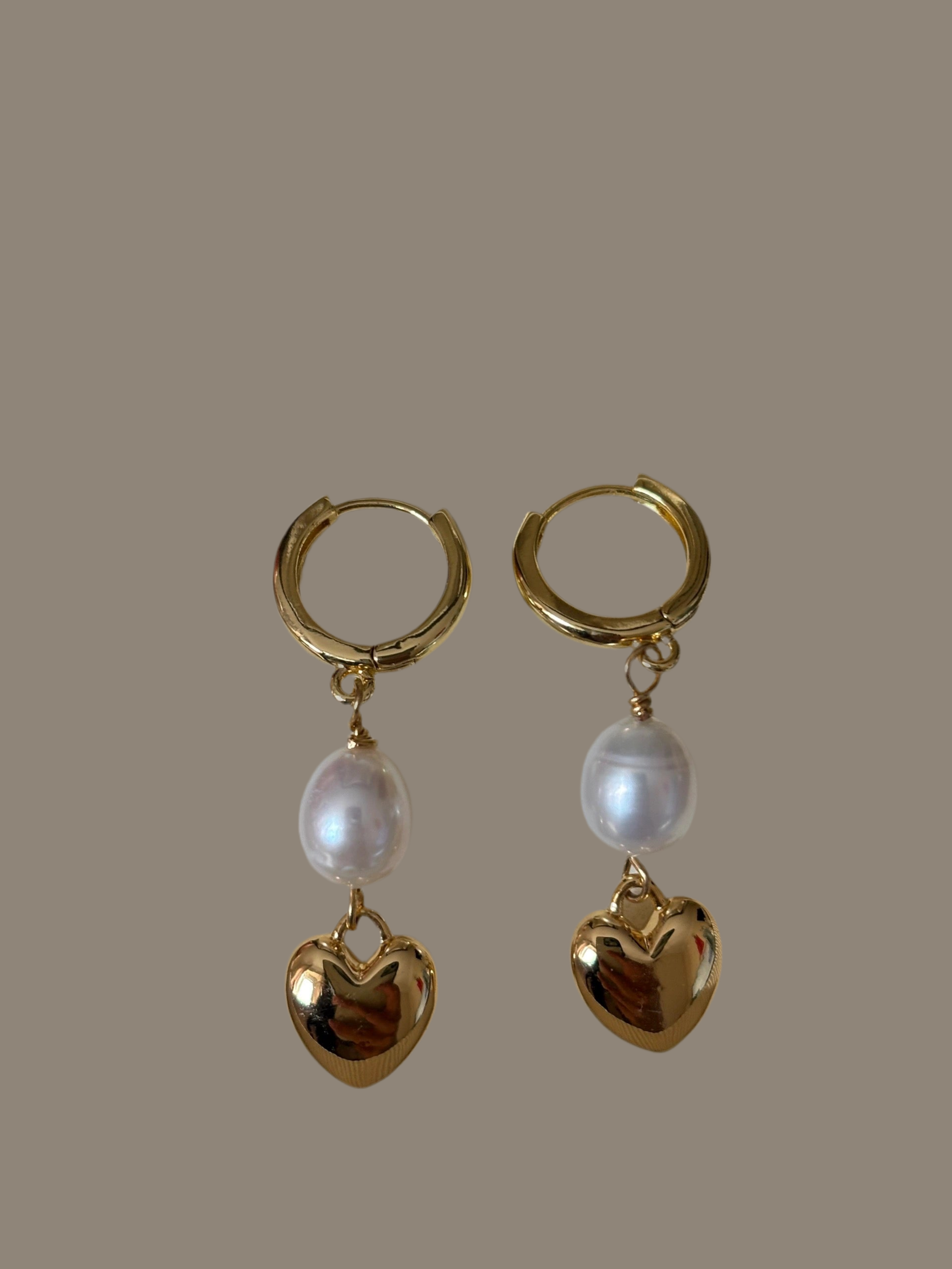 Baroque Pearl and Heart Earrings