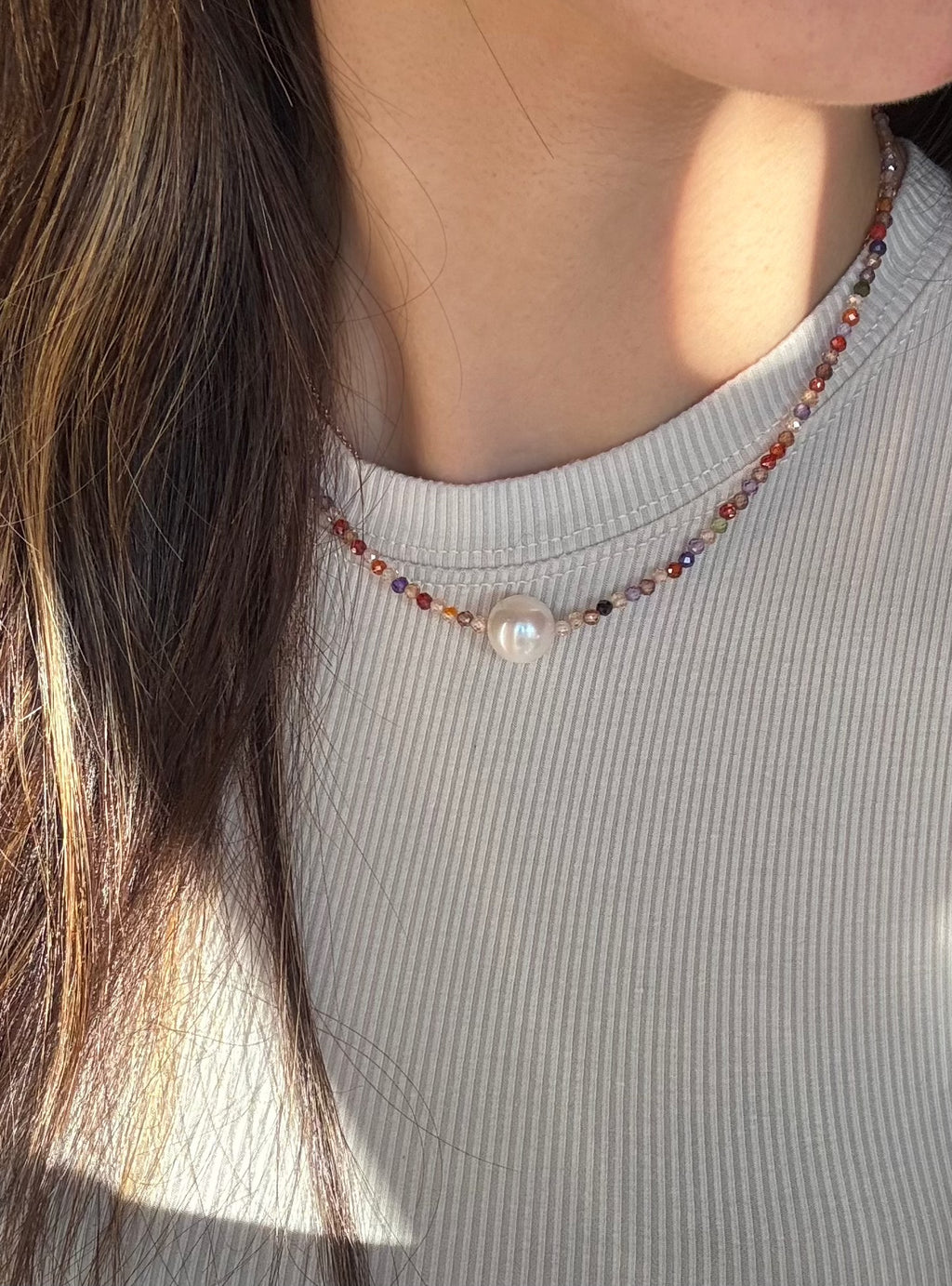 Freshwater Pearl & Gemstone Beaded Necklace