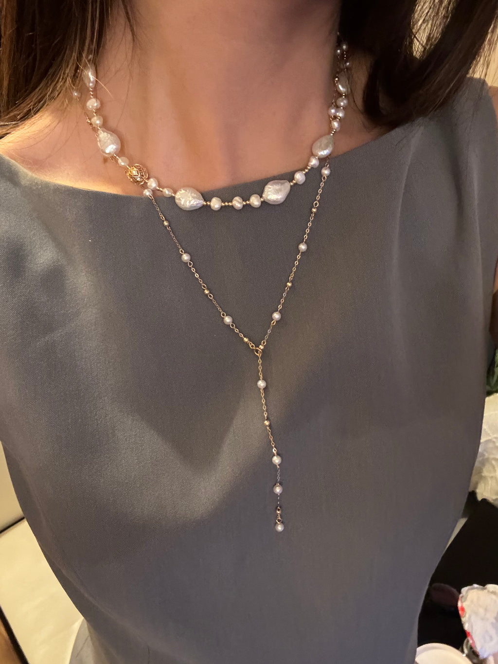 Baroque pearl choker necklace