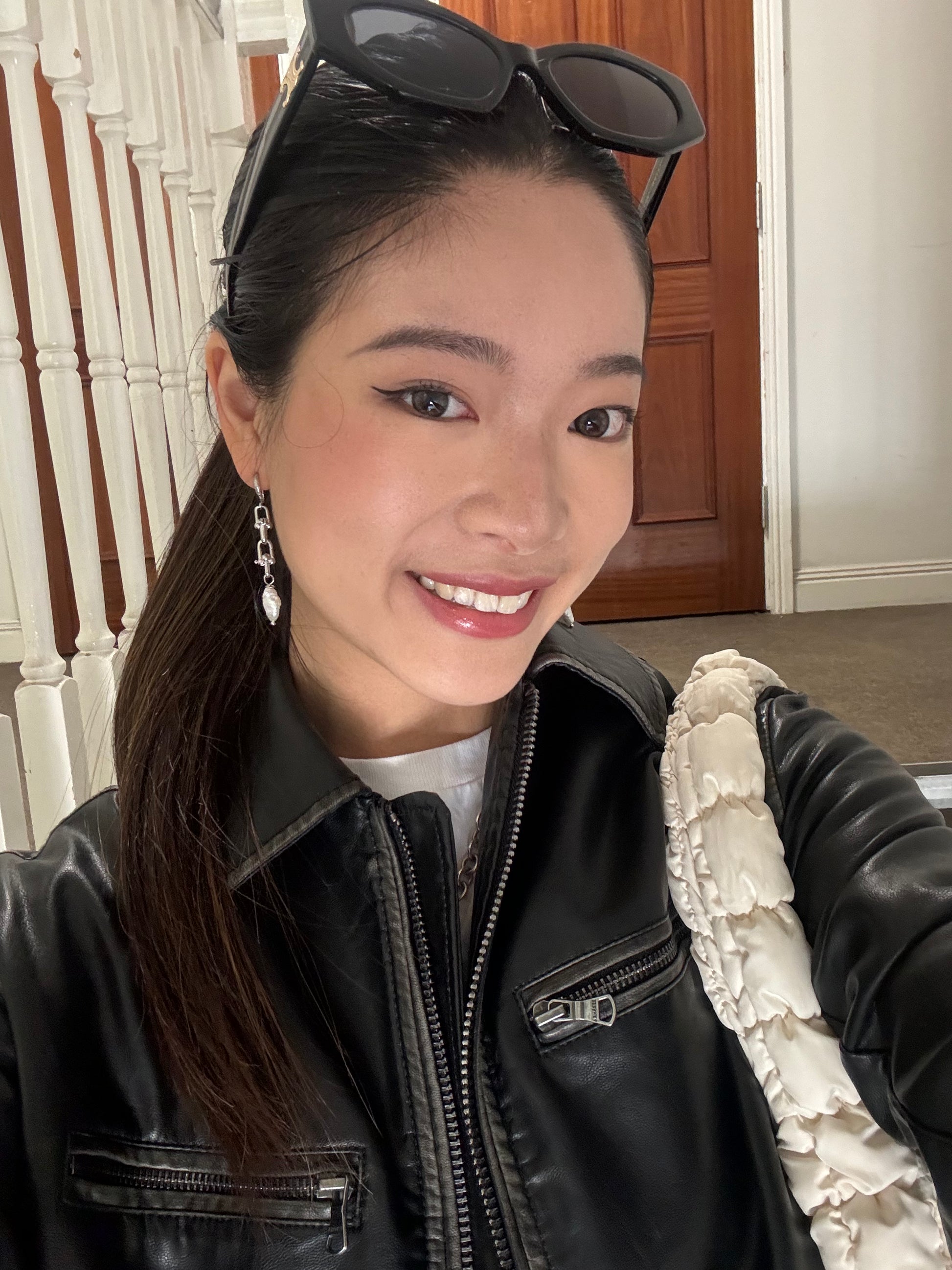 Silver Chain Baroque Pearl Earrings