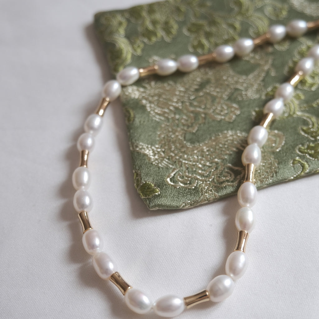 Freshwater Pearl & Gold-Tone Bar Necklace